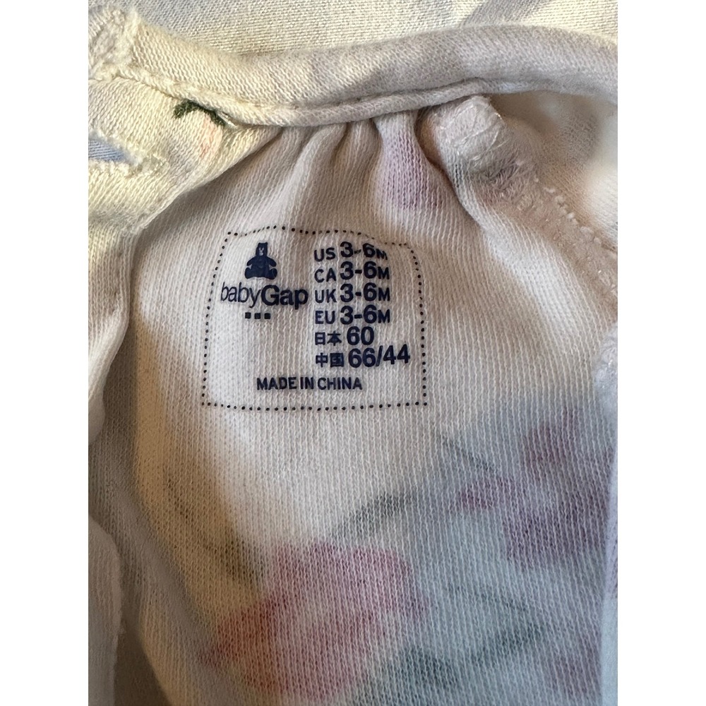 Baby Gap Floral Long Sleeve One Piece Romper Jumpsuit Cream Pink Size 3-6M - Picture 5 of 5
